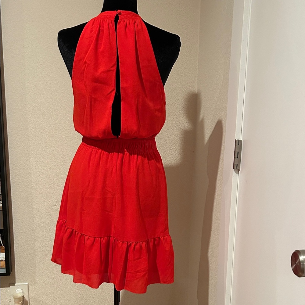 Chic Red Halter Mini Dress - Picture 5 of 6